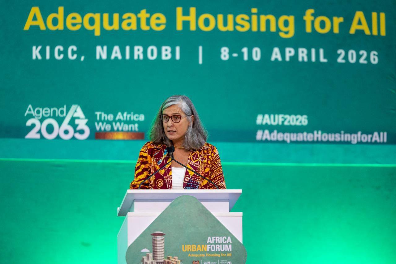 UN-Habitat Executive Director Anaclaudia Rossbach speaking at the African Urban Forum